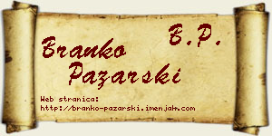 Branko Pazarski vizit kartica